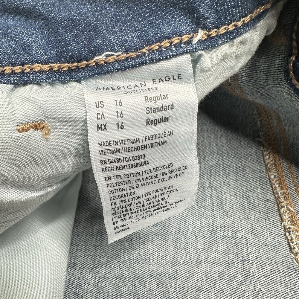 American Eagle Jeans 16 Curvy Lowrise Kick Bootcut Next Level Blue Denim NEW - Picture 7 of 10